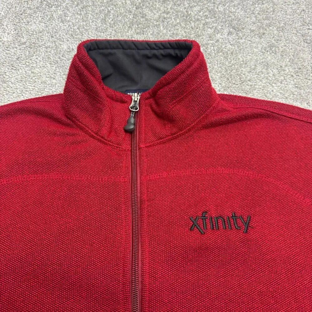 Port Authority Xfinity Pique Fleece Jacket Men Small Red Full Zip Pocket Outdoor